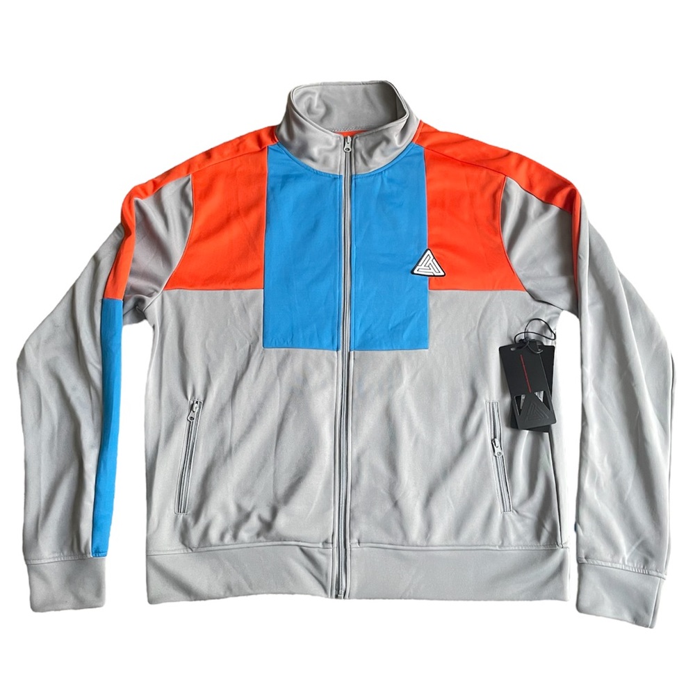 Black Pyramid Colorblock Zip Up Gray Blue Orange Jacket XXXL